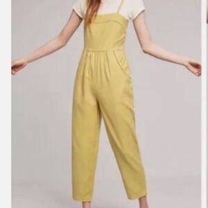 Anthropologie mail tag yellow jumpsuit